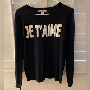 Black “Je T’Aime” cotton acrylic sweater - small